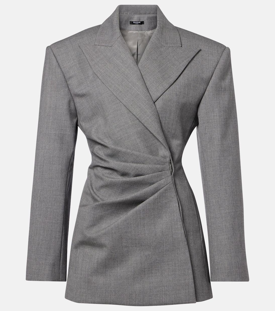 Balmain - Draped virgin wool blazer dress
