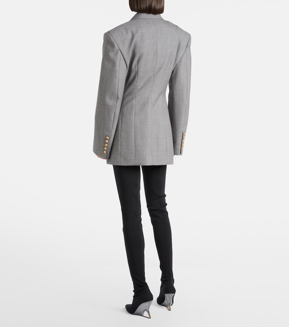 Balmain - Draped virgin wool blazer dress