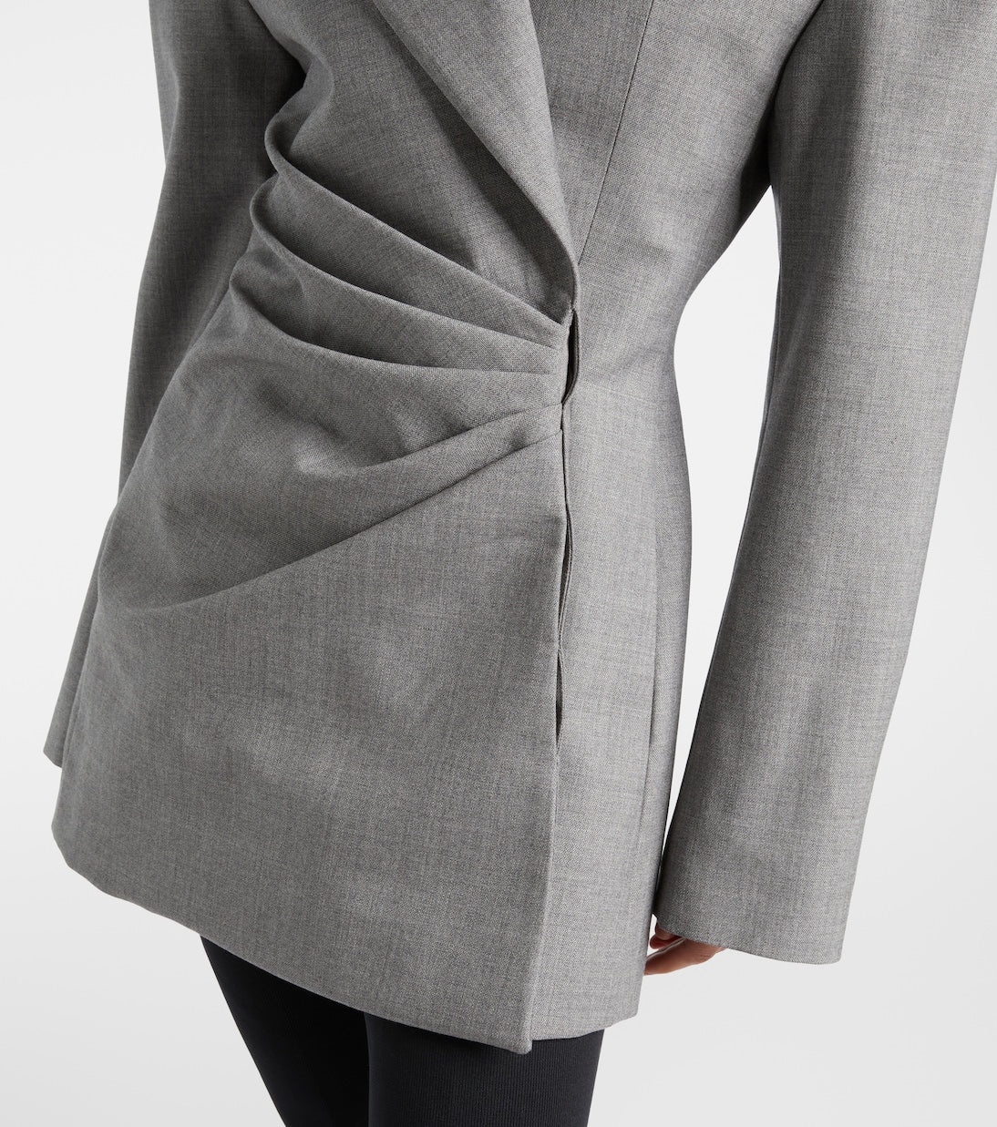 Balmain - Draped virgin wool blazer dress