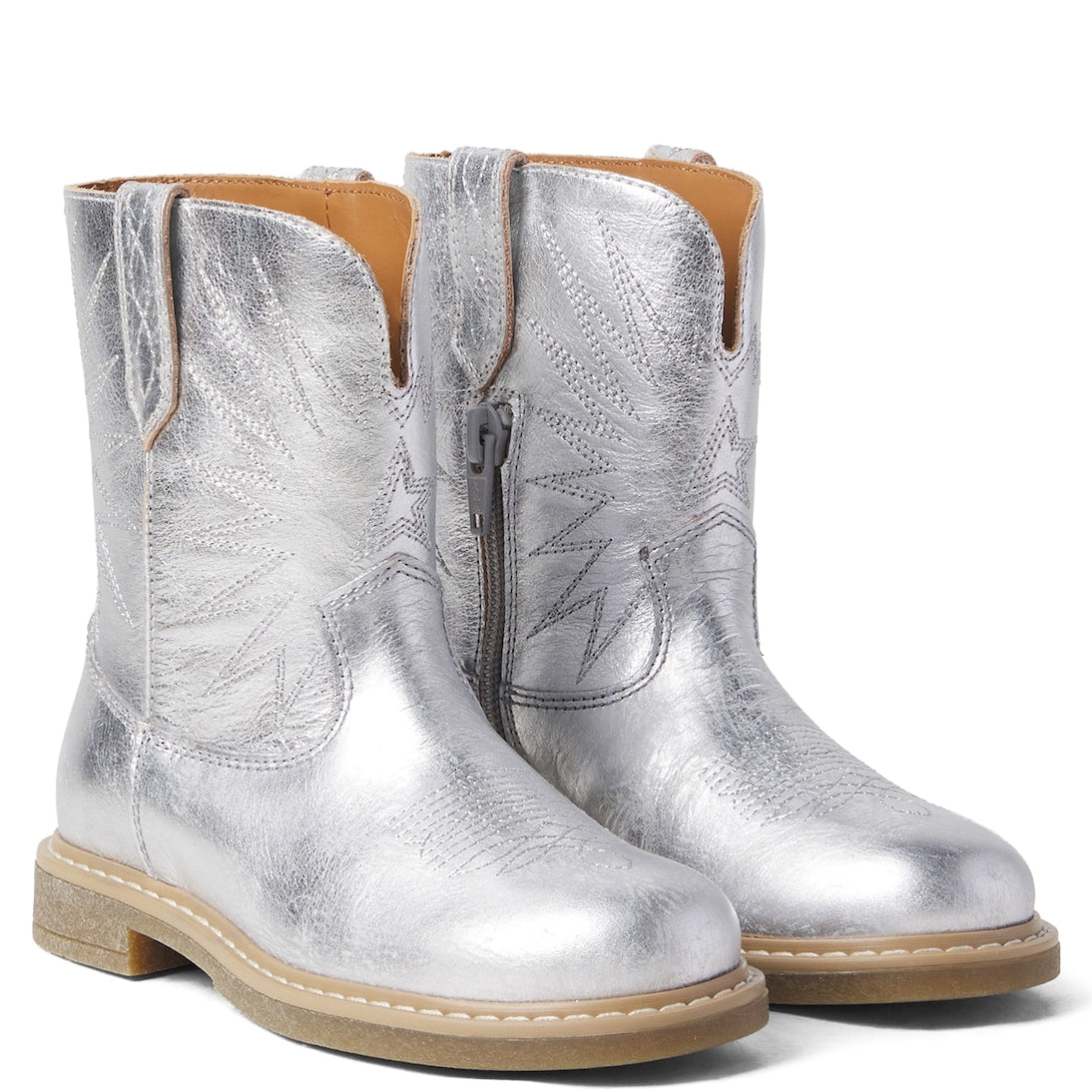 Golden Goose Kids - Wish Star Biker metallic leather cowboy boots