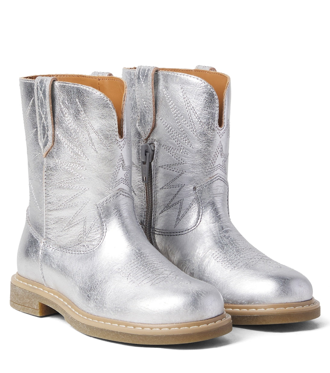 Golden Goose Kids - Wish Star Biker metallic leather cowboy boots