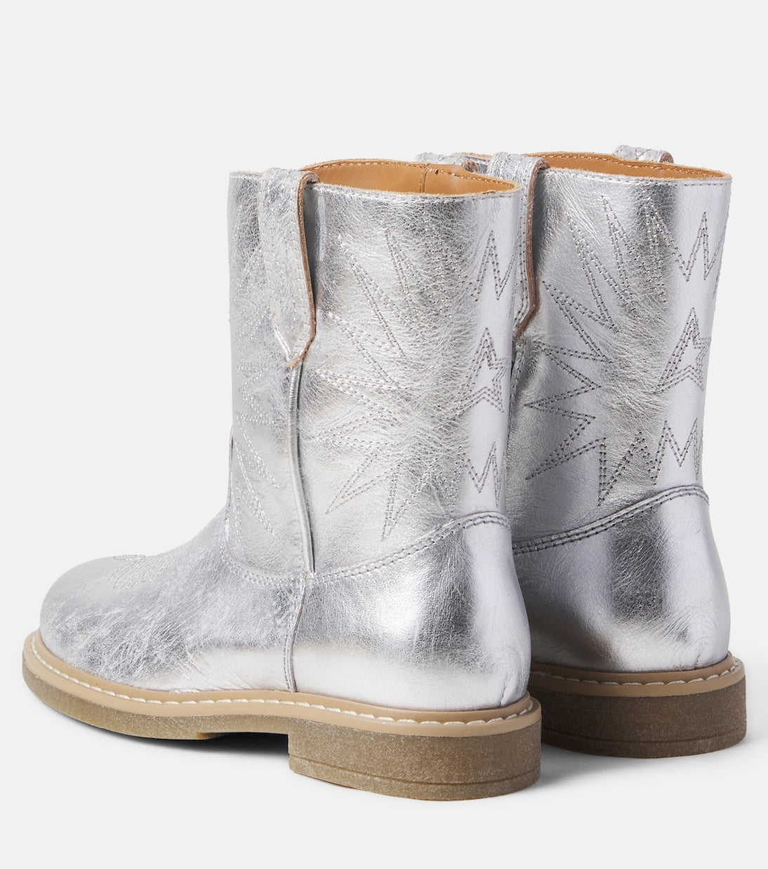 Golden Goose Kids - Wish Star Biker metallic leather cowboy boots