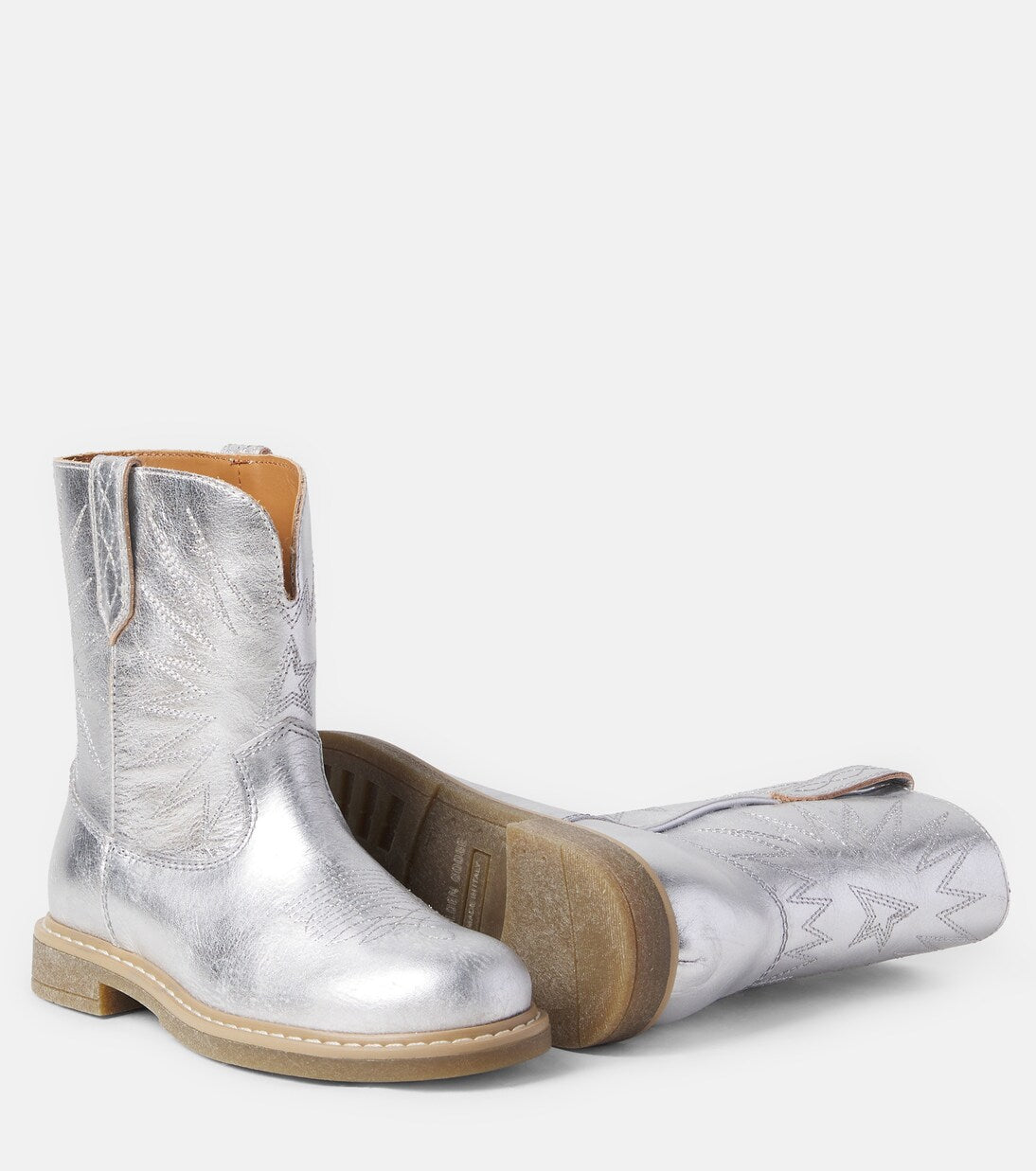 Golden Goose Kids - Wish Star Biker metallic leather cowboy boots
