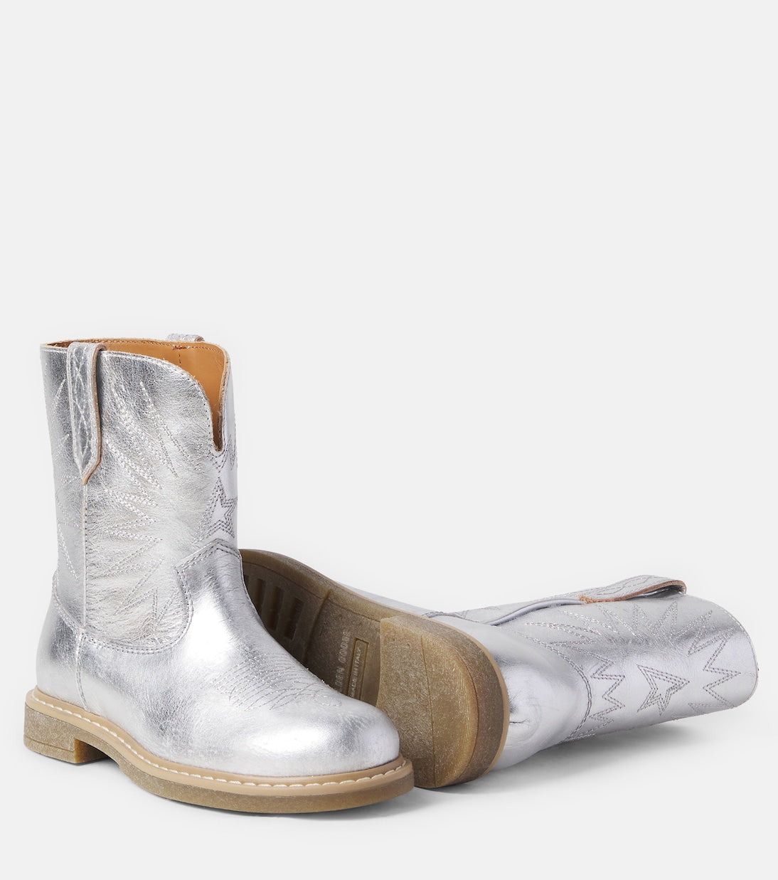 Golden Goose Kids - Wish Star Biker metallic leather cowboy boots