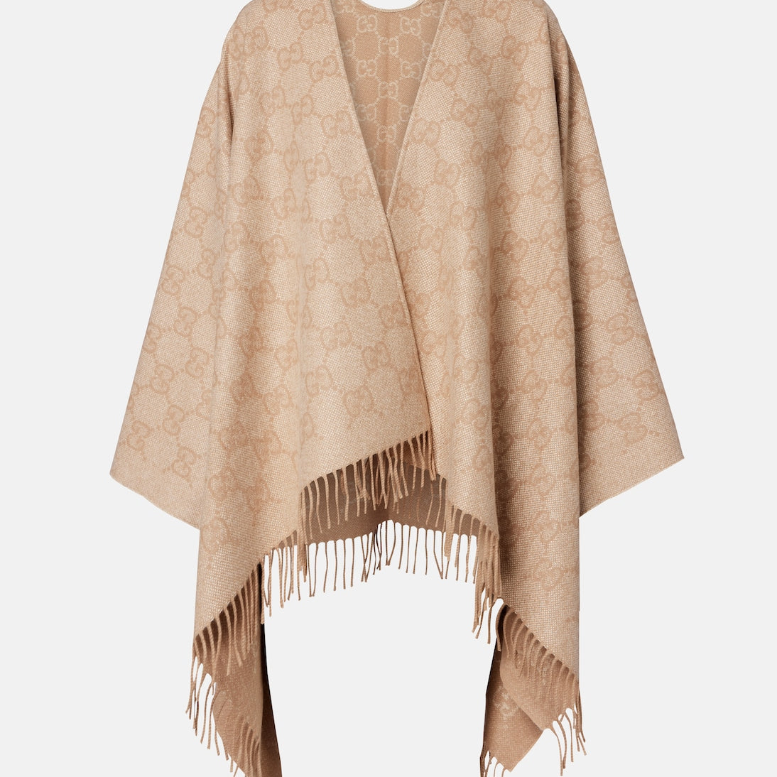 Gucci - GG fringed cashmere-blend lamé cape