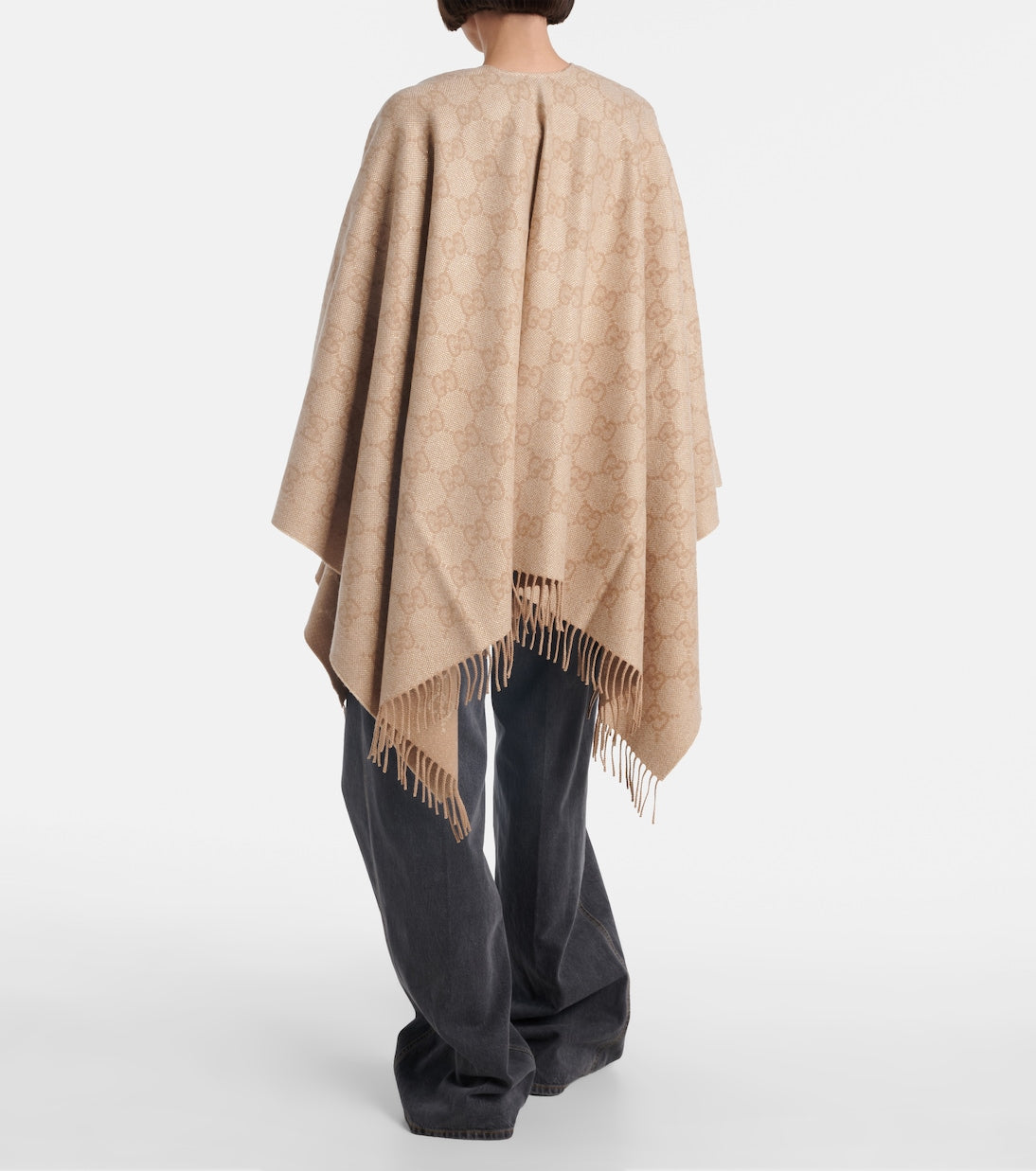 Gucci - GG fringed cashmere-blend lamé cape