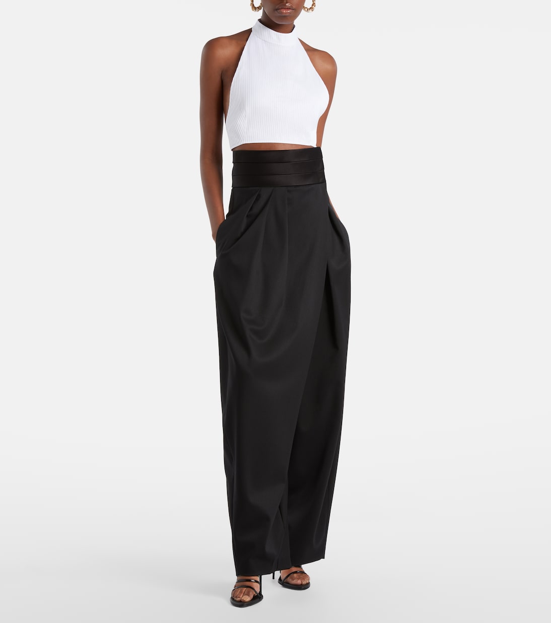 Alaïa - Ribbed halterneck cotton top