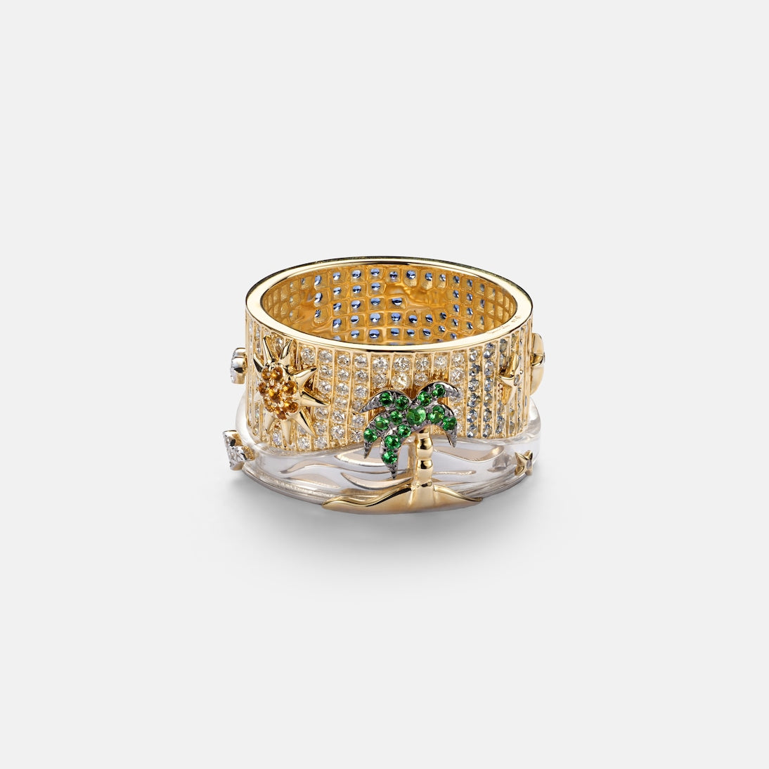 Yvonne Léon - 24 Heures 9kt gold ring with gemstones
