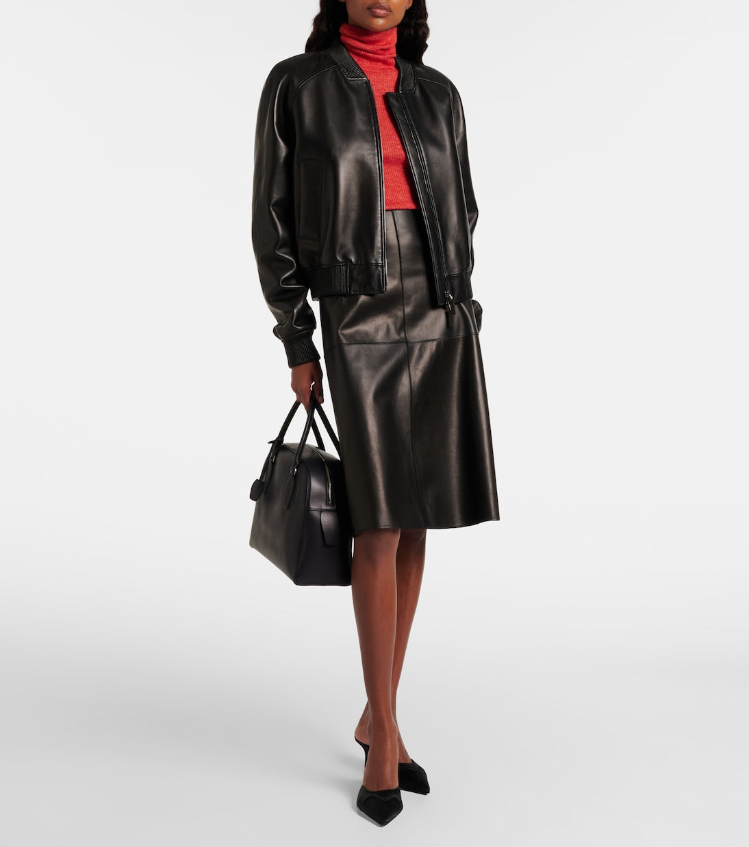 Joseph - Niven leather midi skirt