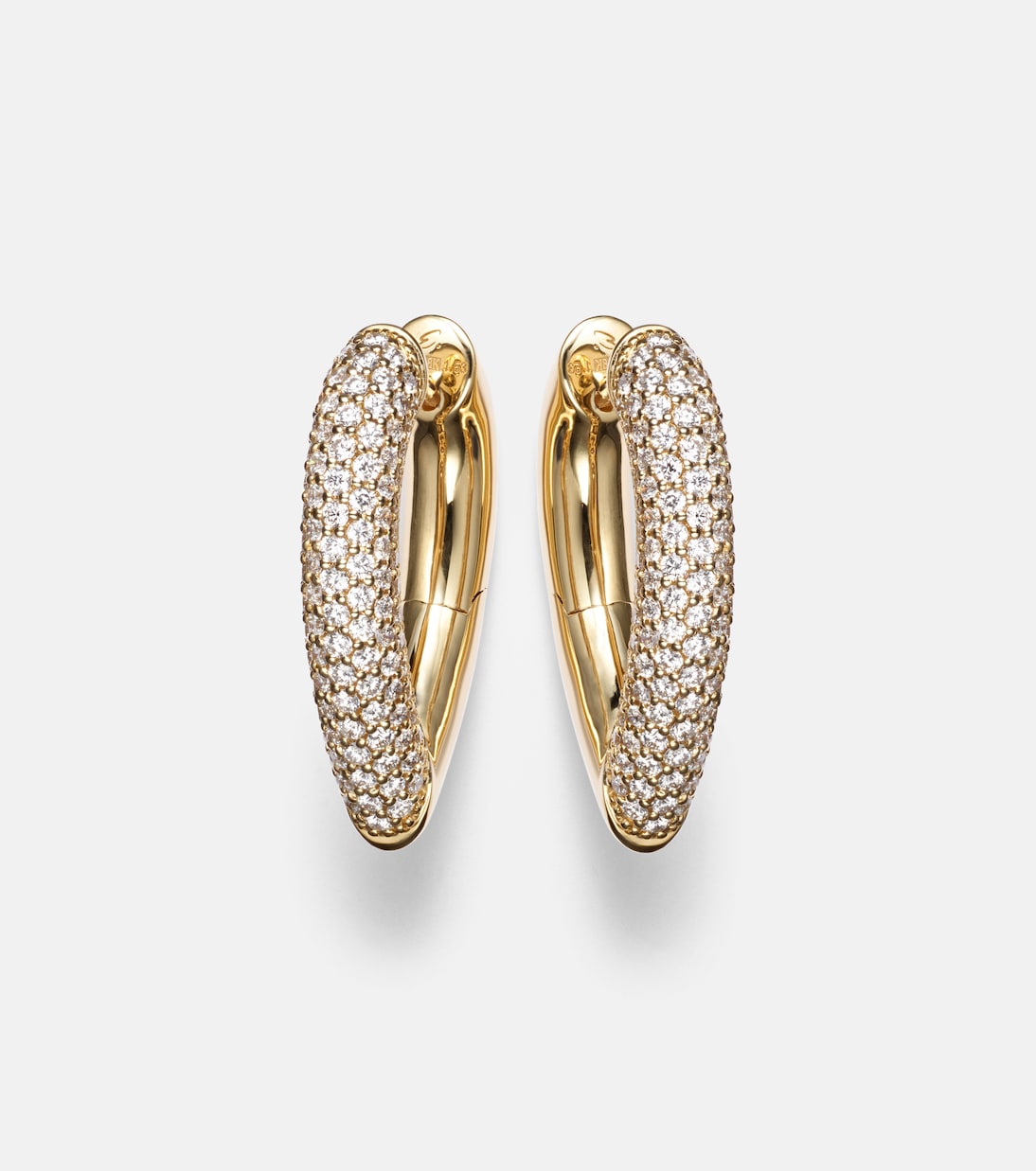 Engelbert - Drop Link Medium 18kt gold earrings with diamonds