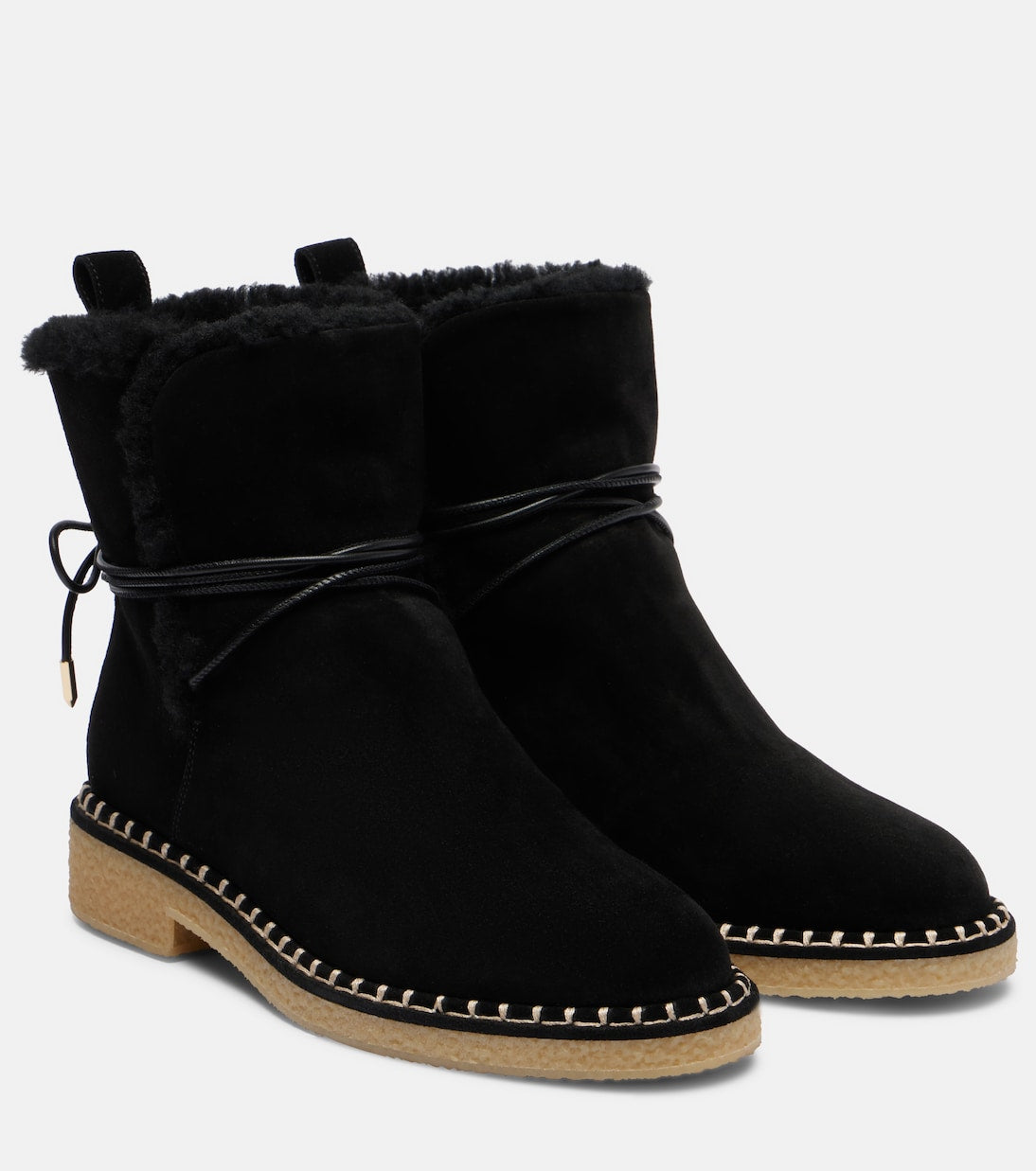 Aquazzura - Megeve shearling-trimmed suede ankle boots