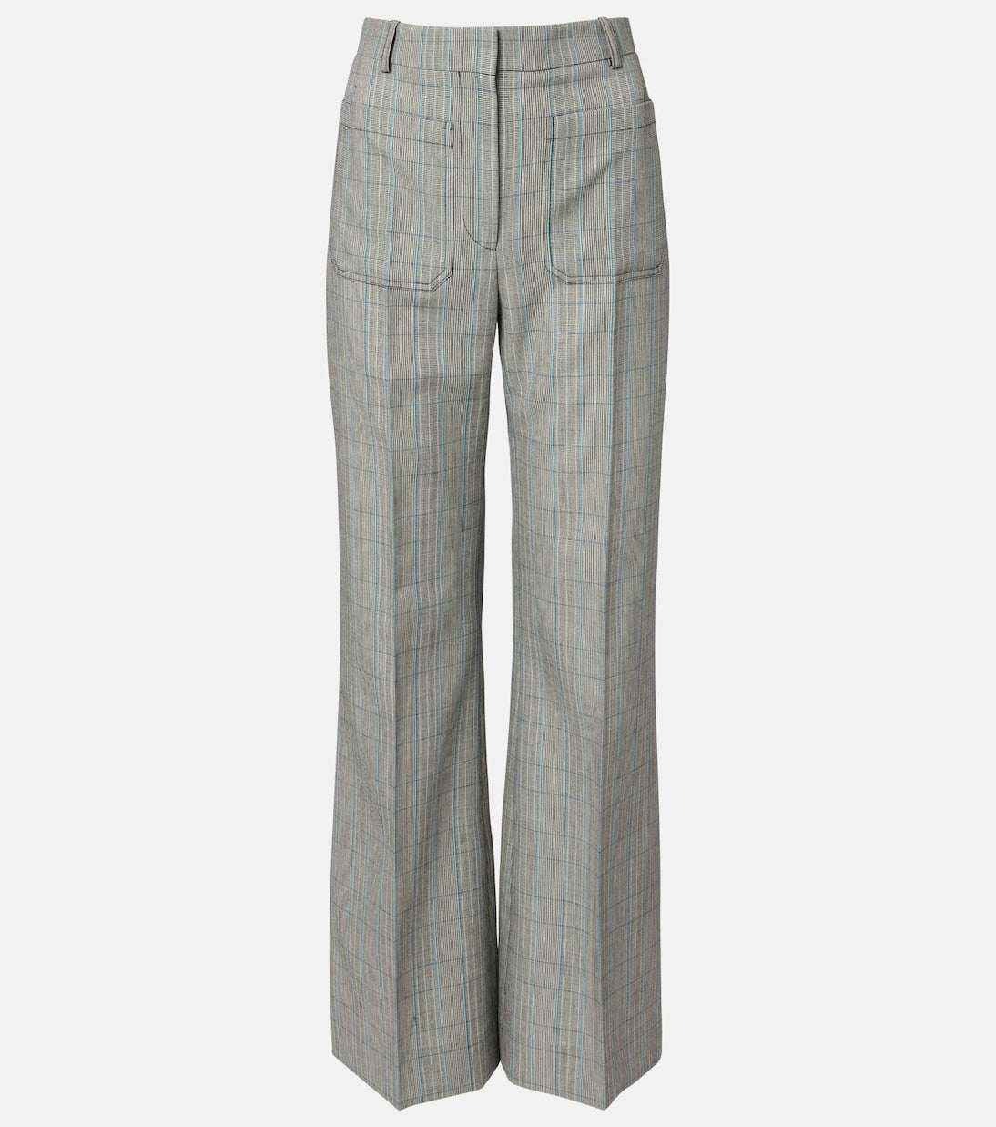 Victoria Beckham - Checked virgin wool flared pants