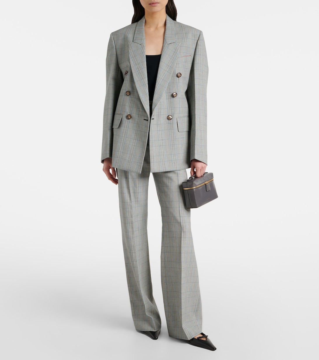 Victoria Beckham - Checked virgin wool flared pants