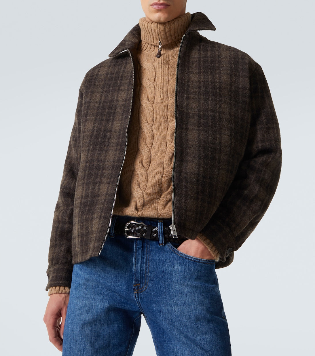Frame - Checked virgin wool blouson jacket