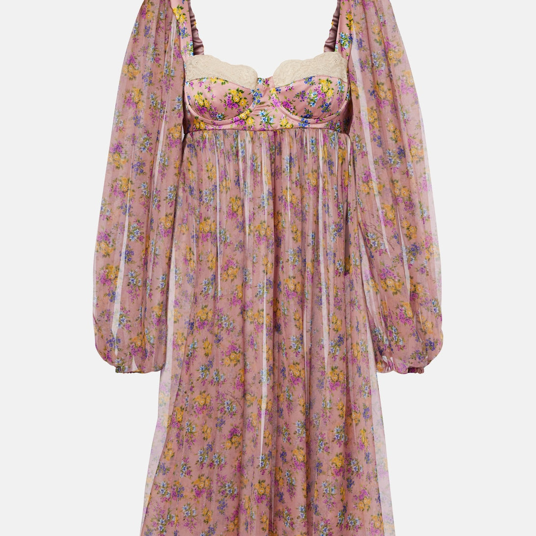 Dolce&Gabbana - Floral lace-trimmed silk and cotton-blend chiffon minidress