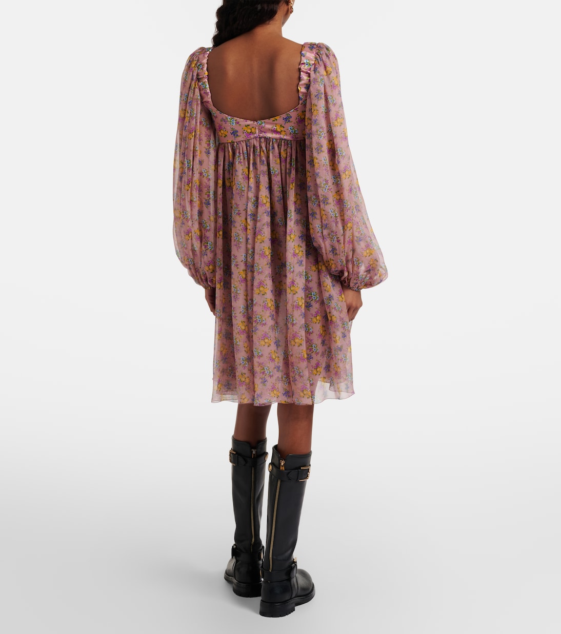Dolce&Gabbana - Floral lace-trimmed silk and cotton-blend chiffon minidress