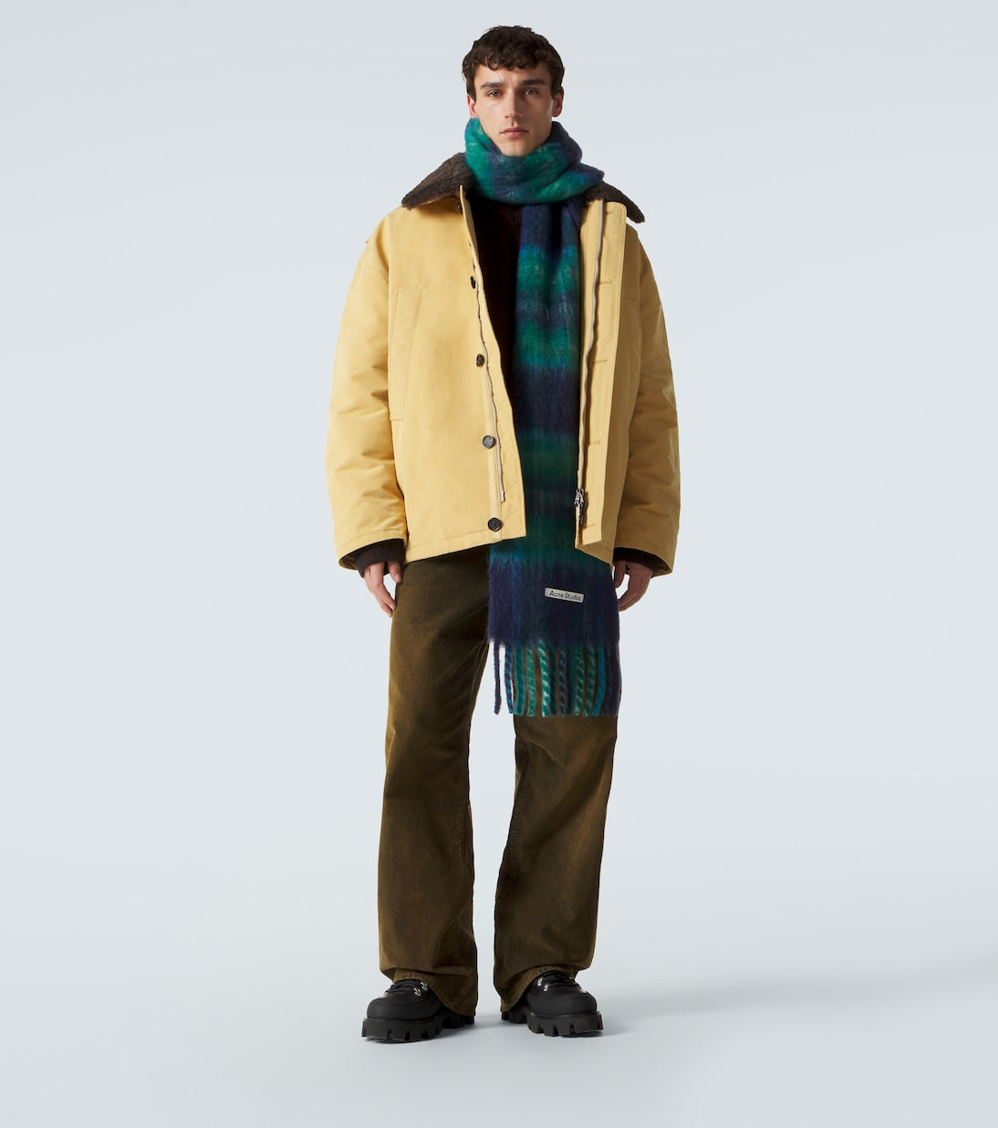 Acne Studios - Fringed plaid mohair-blend scarf