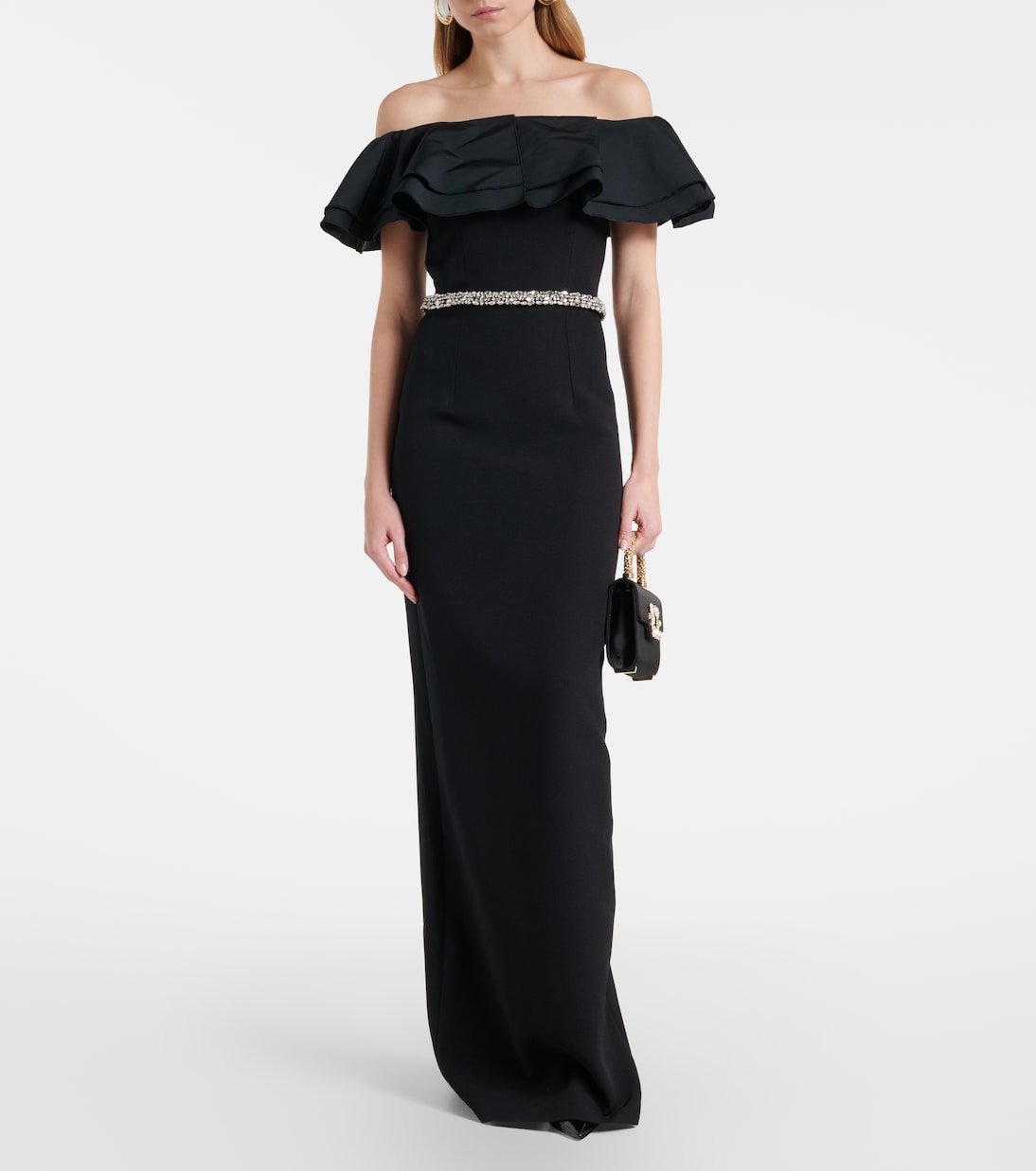 Safiyaa - Ryan crystal-embellished ruffled crêpe gown
