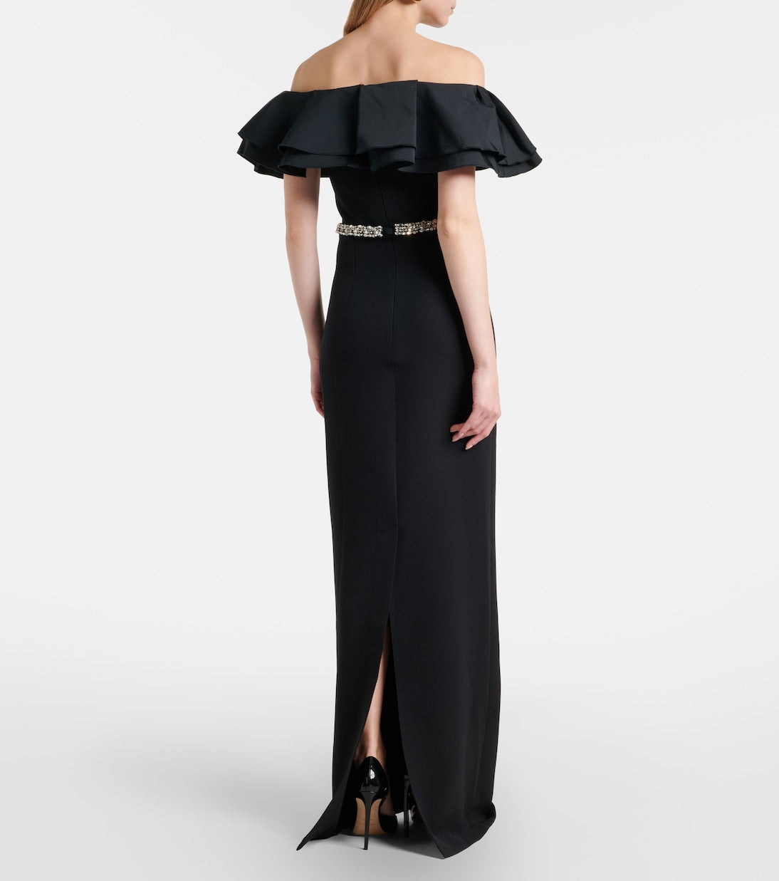 Safiyaa - Ryan crystal-embellished ruffled crêpe gown