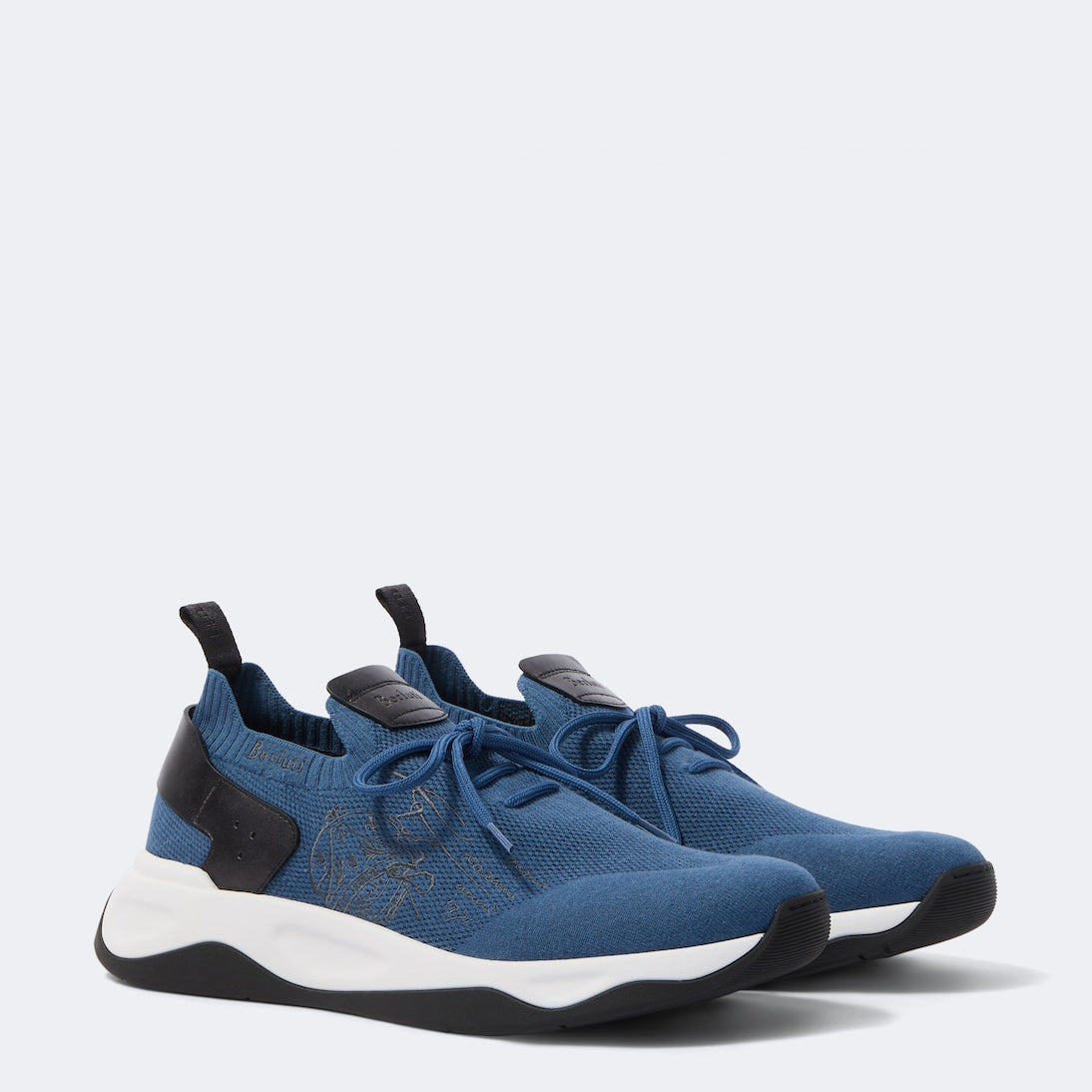 Berluti - Shadow leather-trimmed knitted sneakers