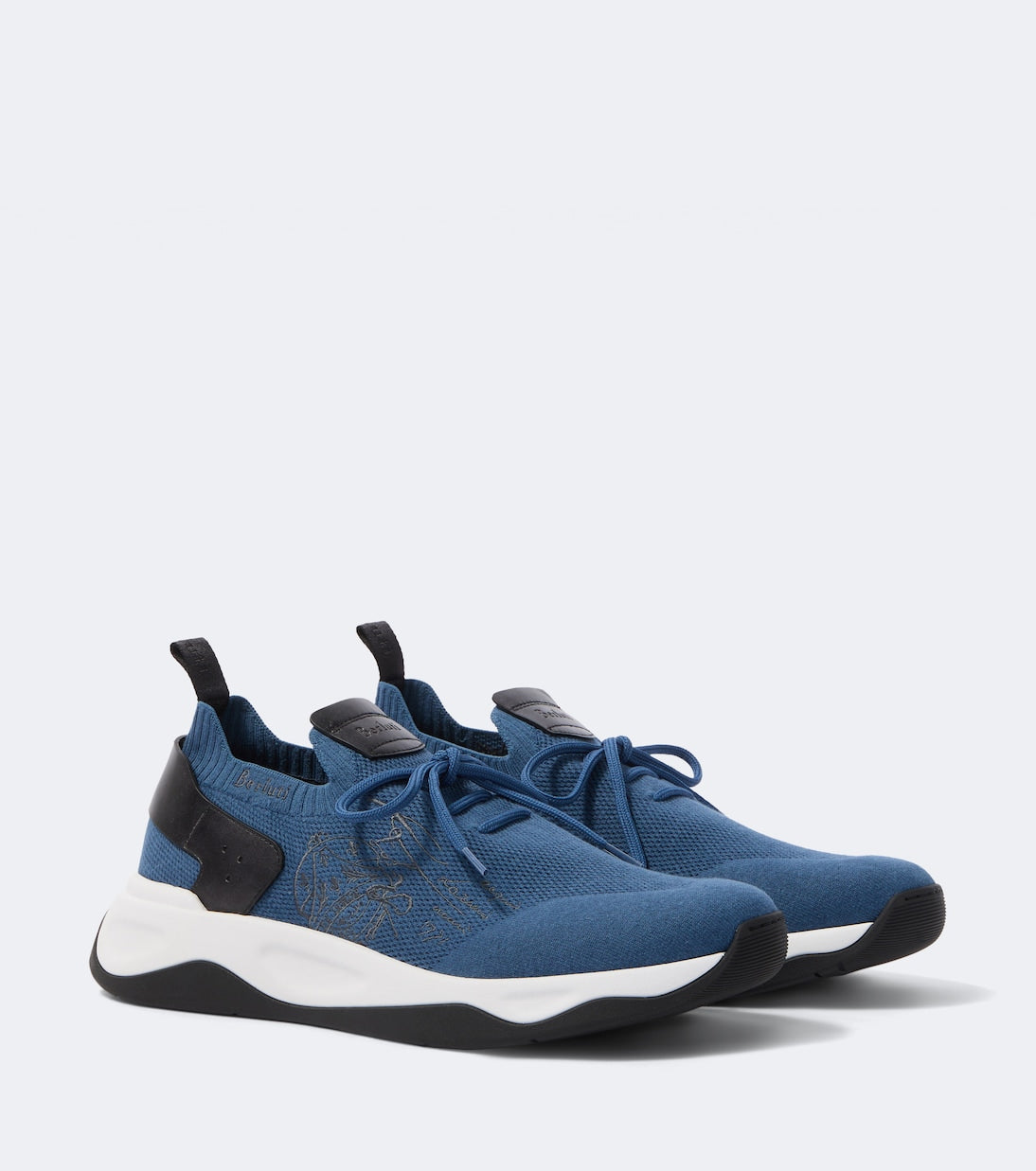 Berluti - Shadow leather-trimmed knitted sneakers