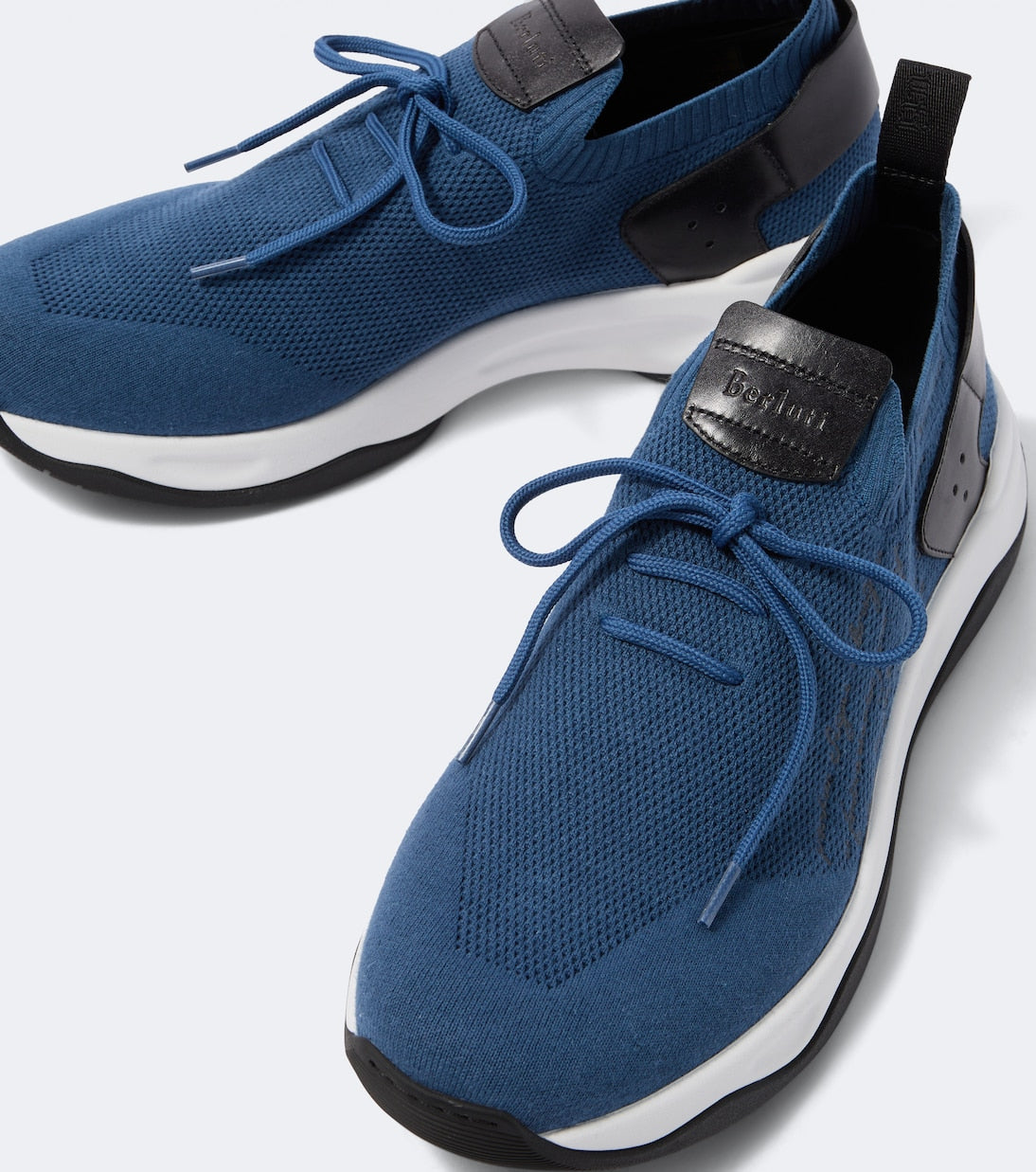 Berluti - Shadow leather-trimmed knitted sneakers