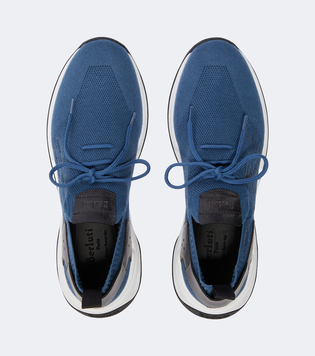 Berluti - Shadow leather-trimmed knitted sneakers