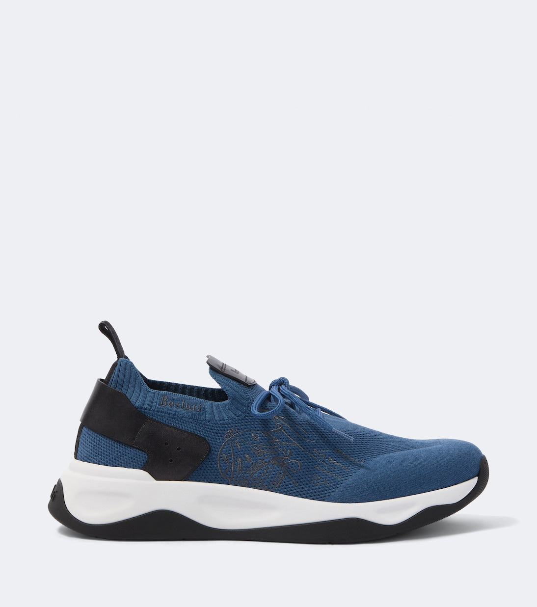 Berluti - Shadow leather-trimmed knitted sneakers