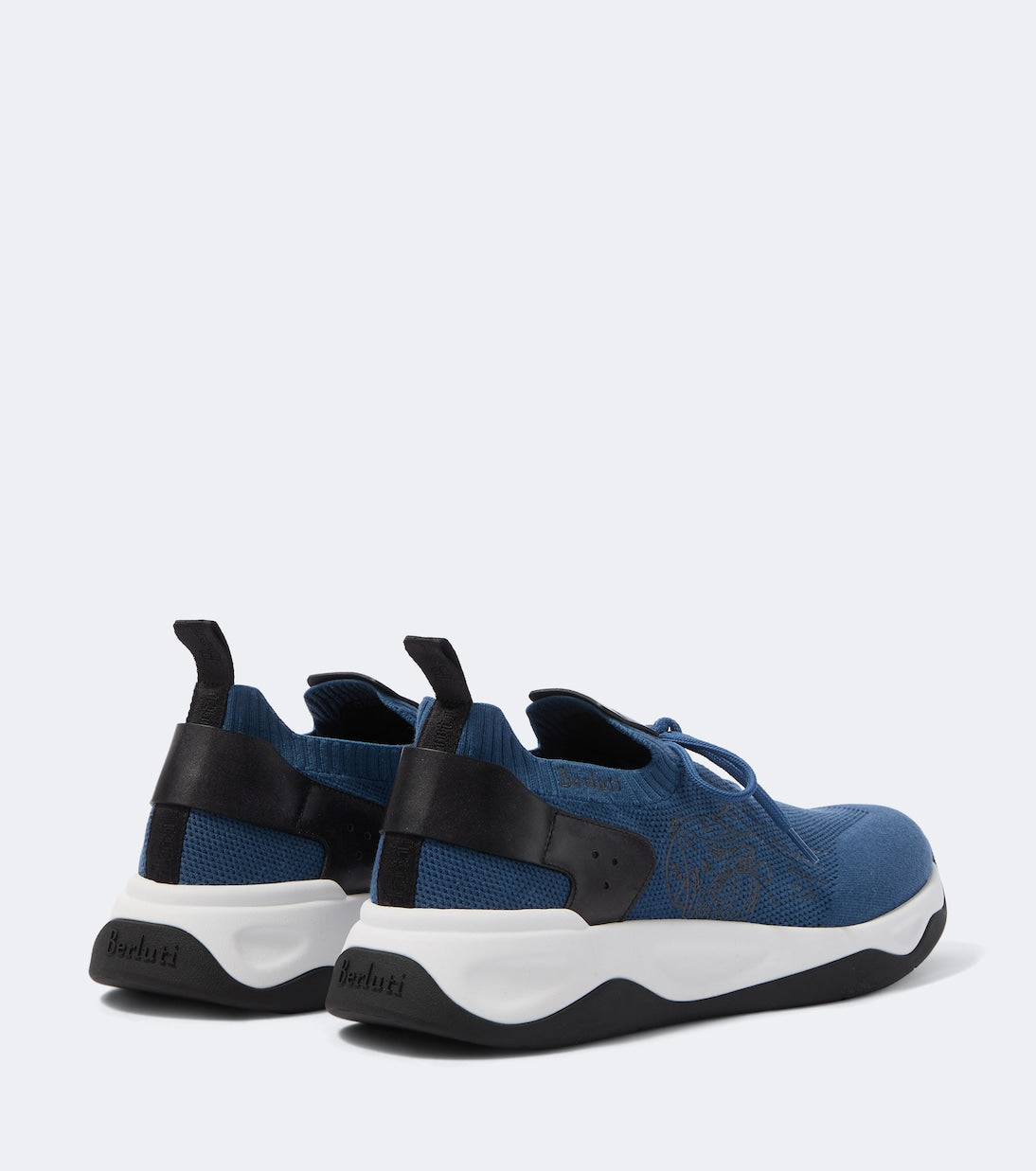 Berluti - Shadow leather-trimmed knitted sneakers