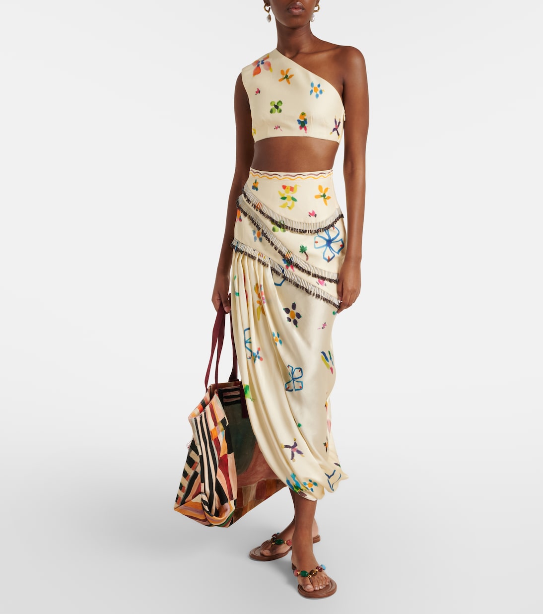 Alémais - Sidi printed linen-blend crop top