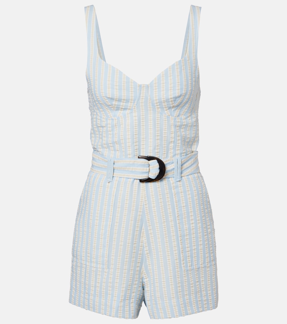 Simkhai - Striped cotton-blend seersucker romper