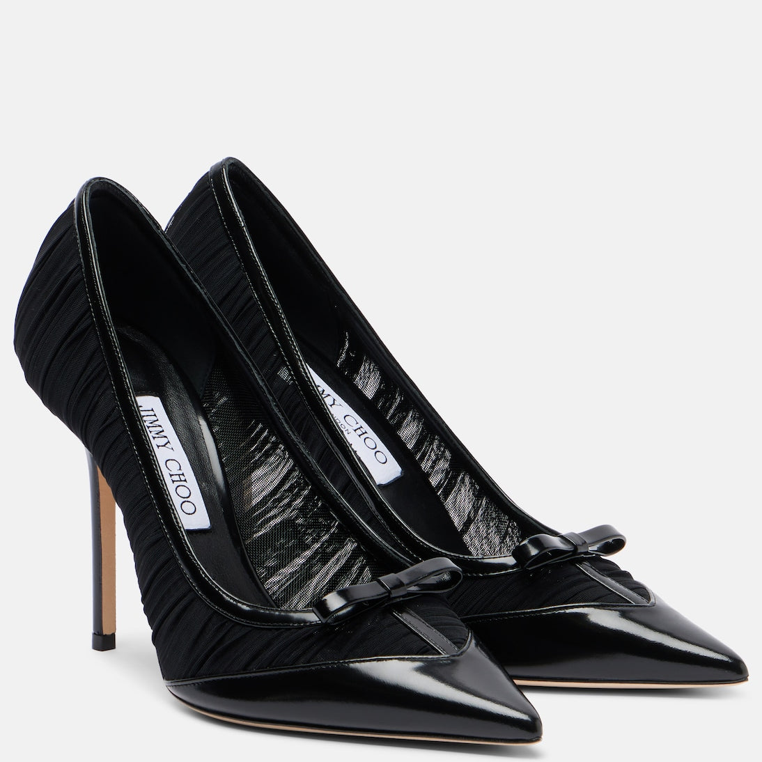 Jimmy Choo - Love 100 leather-trimmed mesh pumps