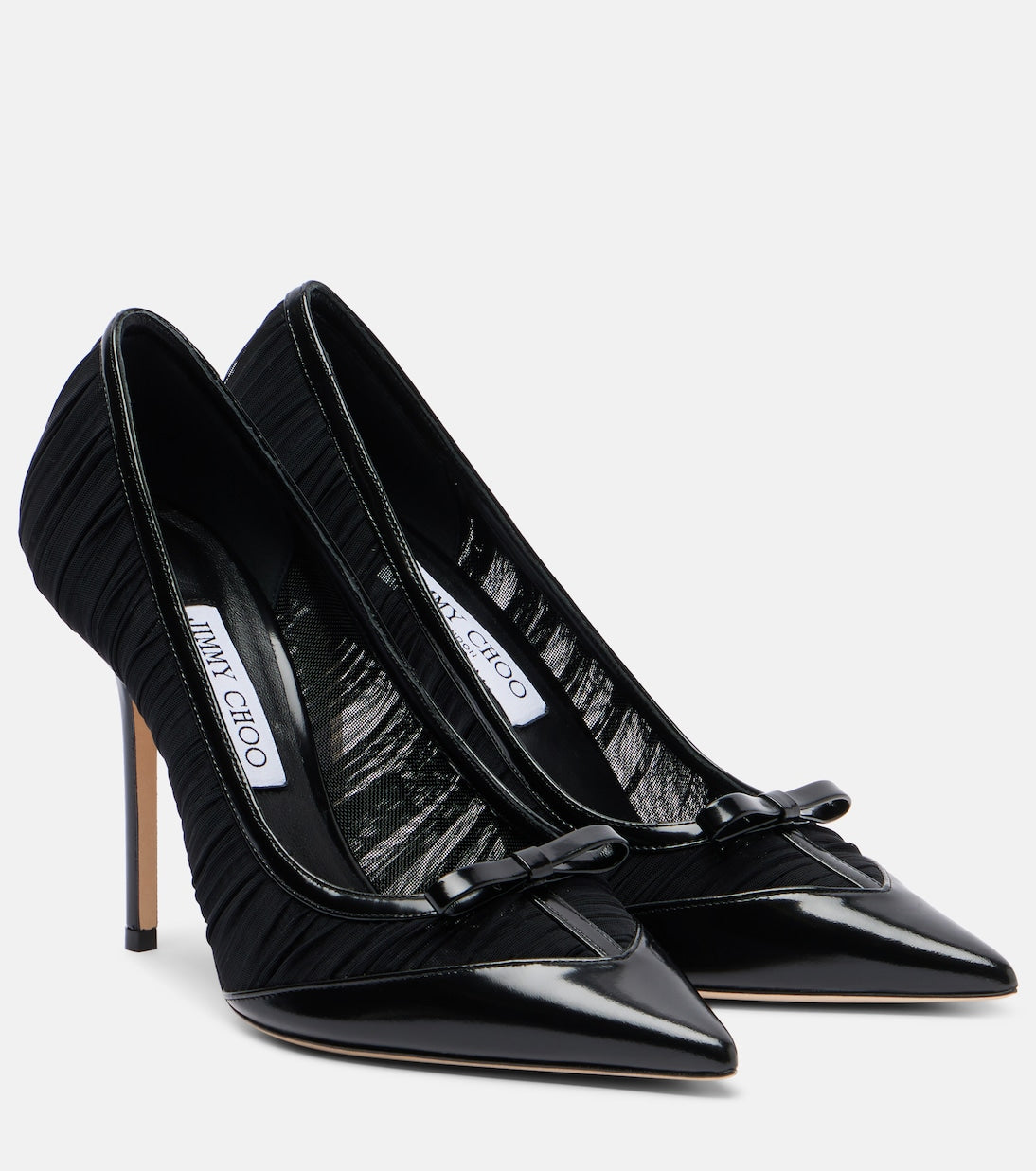 Jimmy Choo - Love 100 leather-trimmed mesh pumps