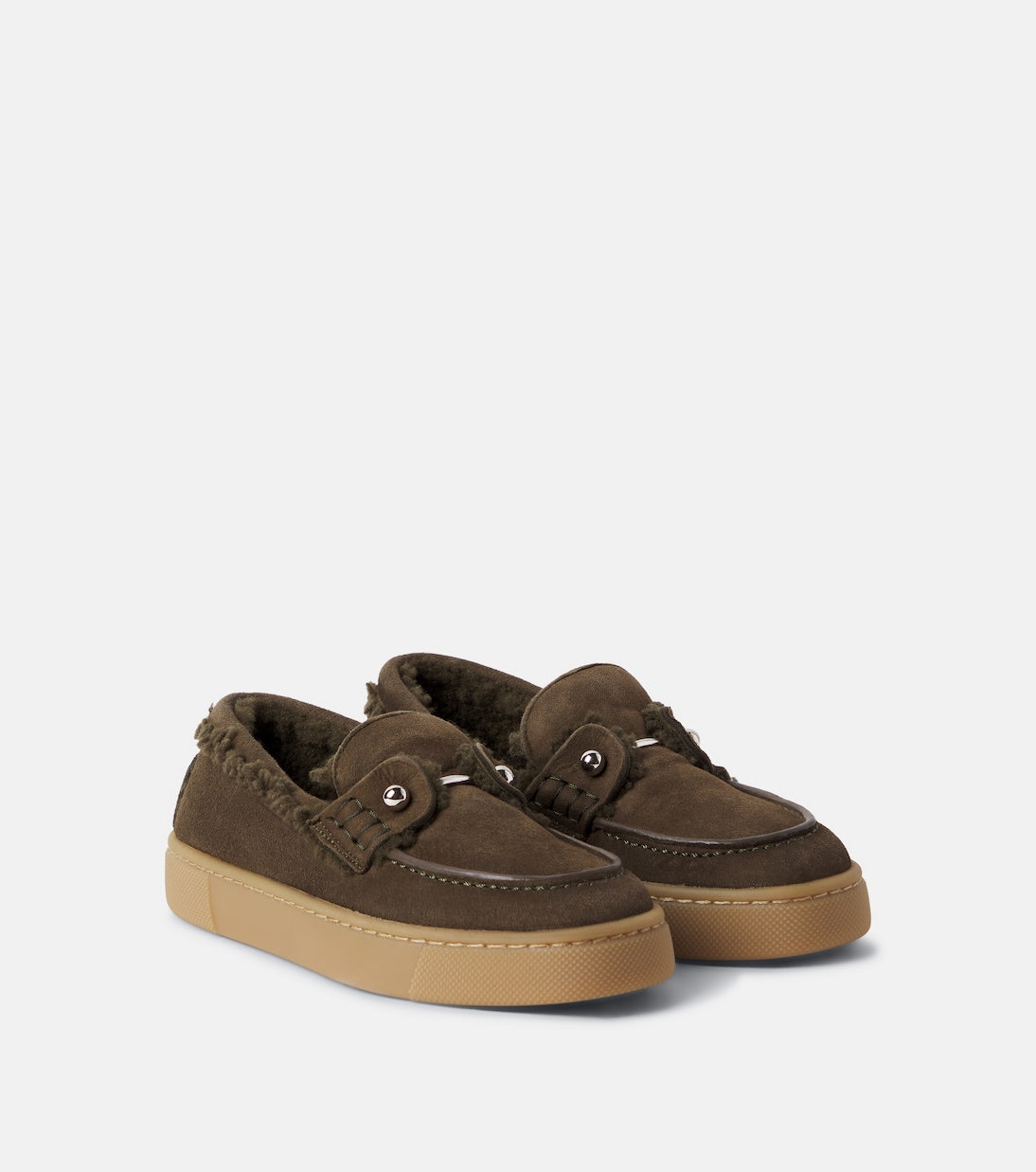 Christian Louboutin Kids - Chambelikid shearling-lined suede loafers