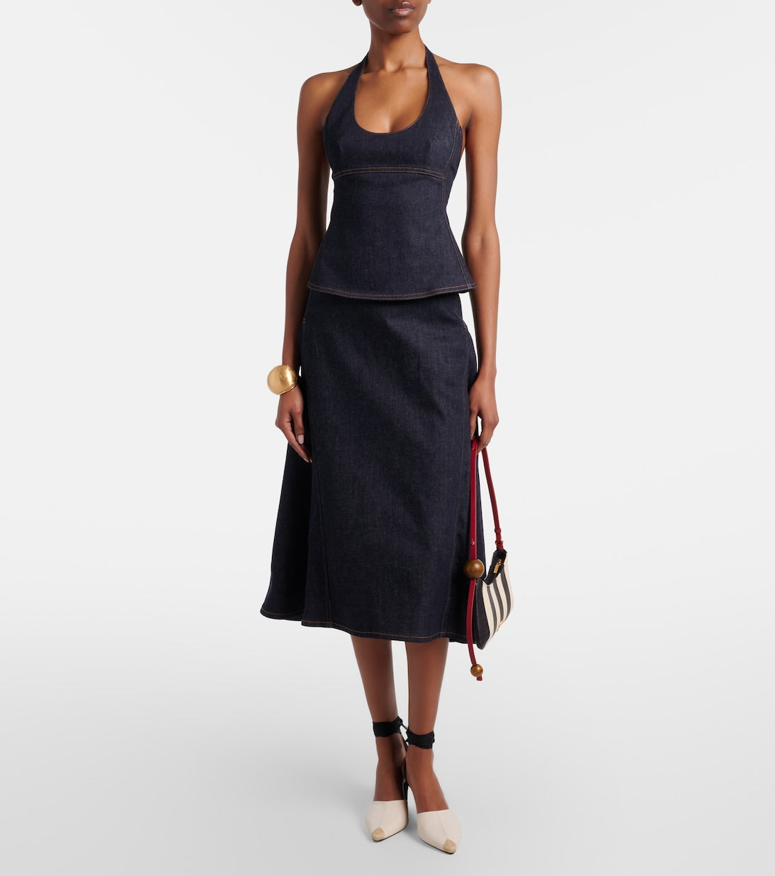 Jacquemus - Lavoir de-Nîmes godet denim midi skirt