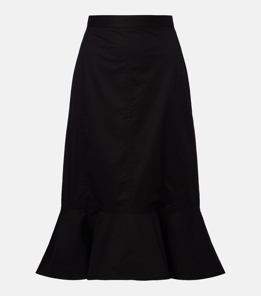 Plan C - Ruffled cotton-blend poplin midi skirt