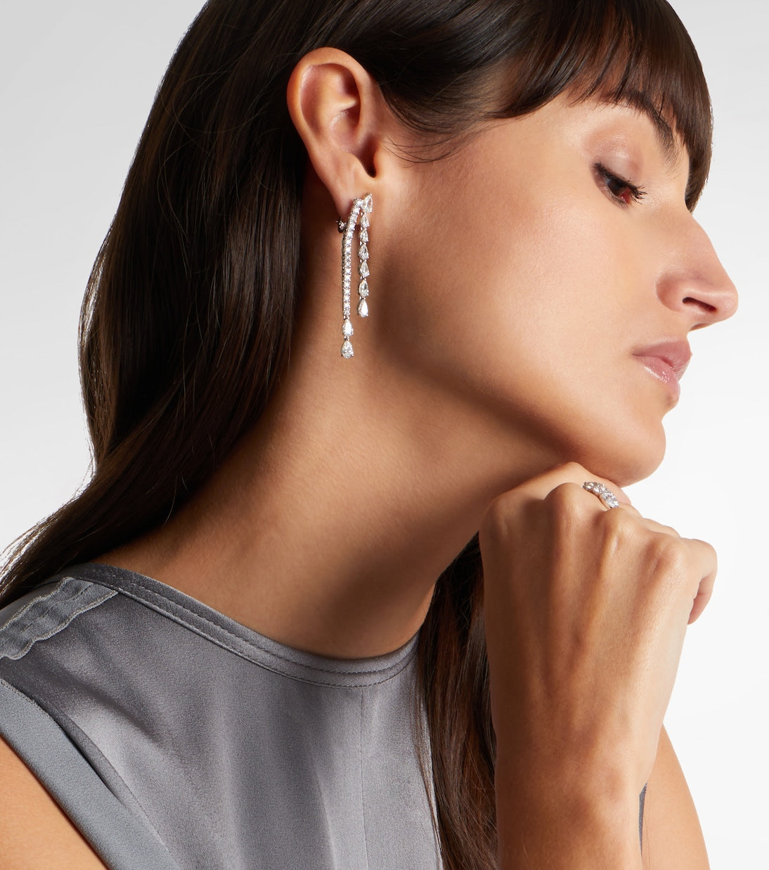 Bucherer Fine Jewellery - Diamond Twist 18kt white gold drop earrings with diamonds