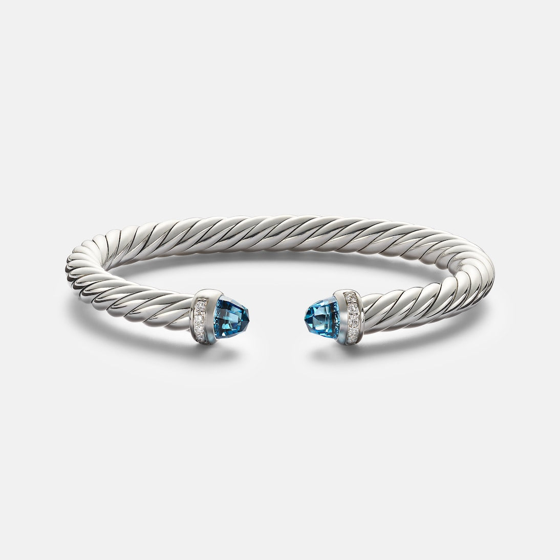 David Yurman - Cable Flex® sterling silver bracelet with diamonds and blue topaz