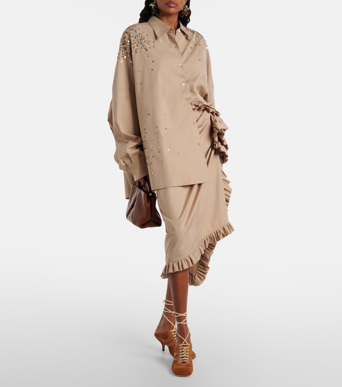 Dries Van Noten - Sequined oversized cotton shirt