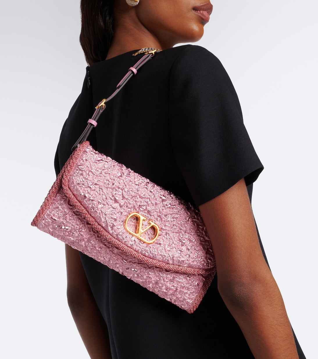 Valentino Garavani - DeVain Small cloqué jacquard shoulder bag