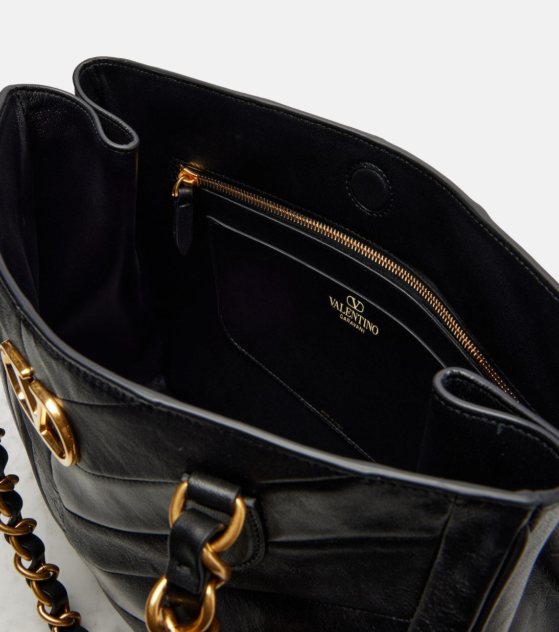 Valentino Garavani - Laseine chevron leather tote bag