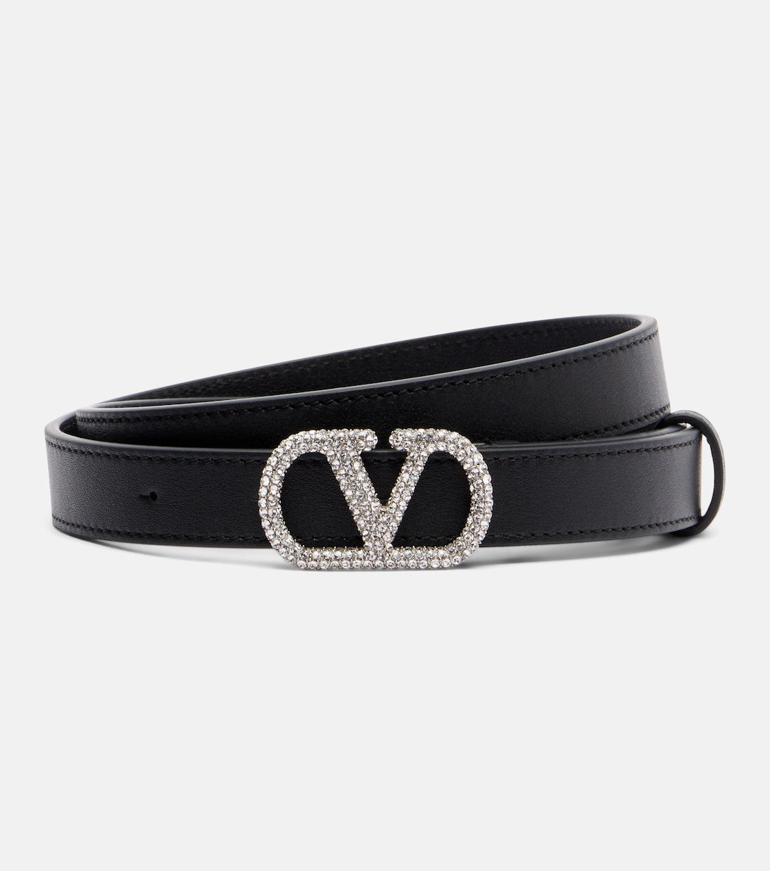 Valentino Garavani - VLogo crystal-embellished leather belt