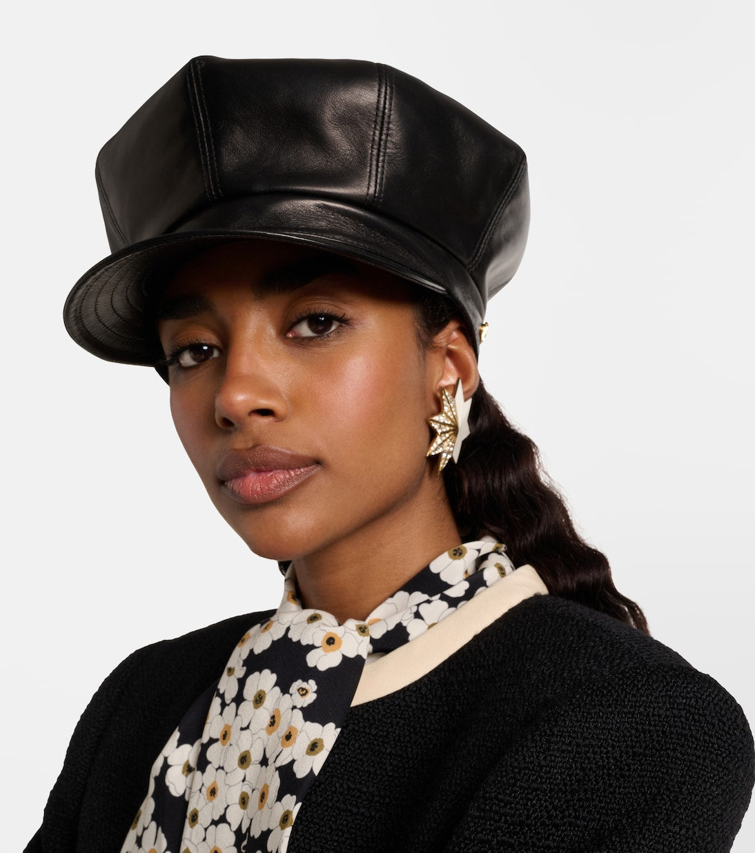 Valentino Garavani - VLogo leather newsboy cap