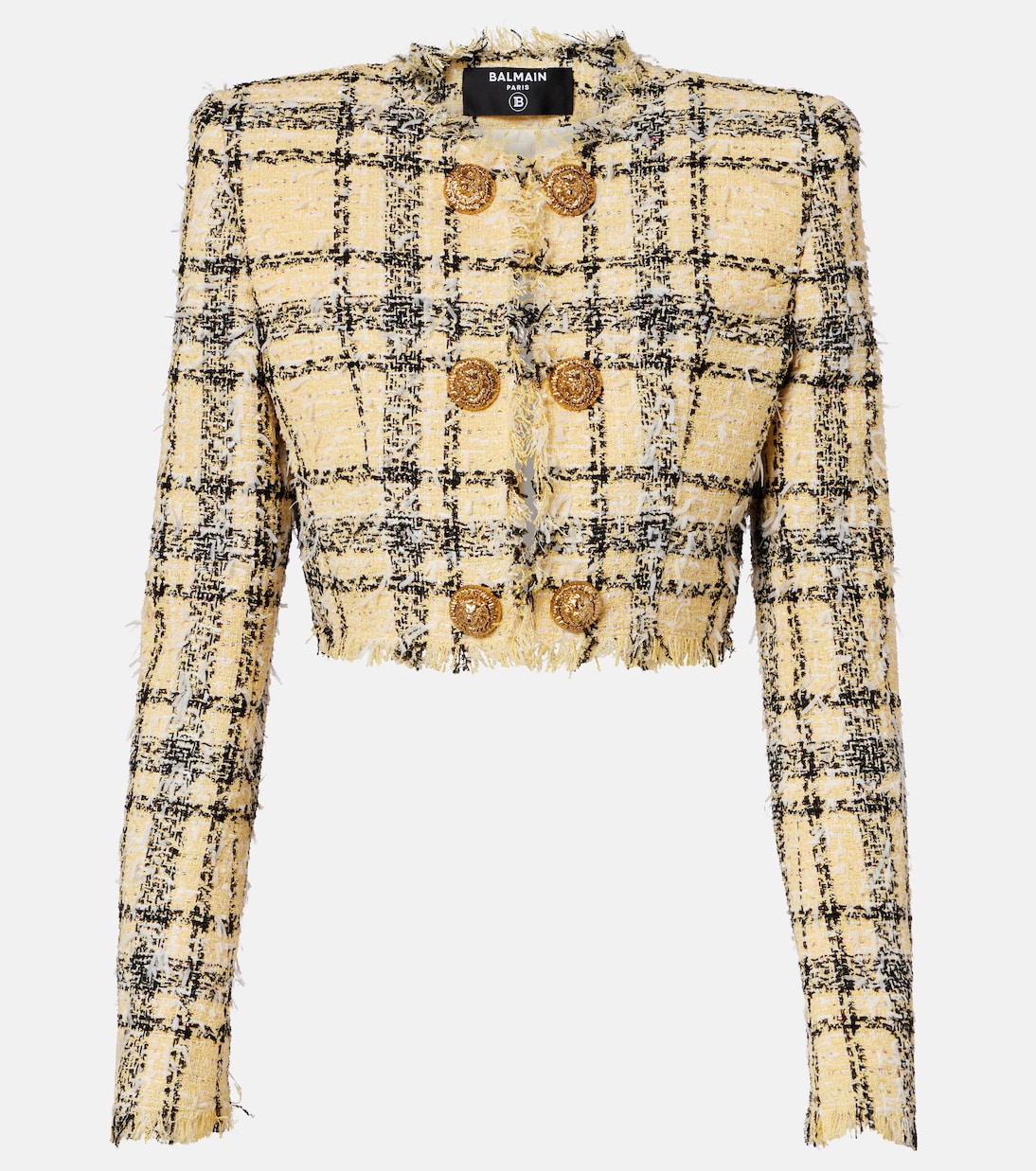 Balmain - Cropped sequined tweed jacket