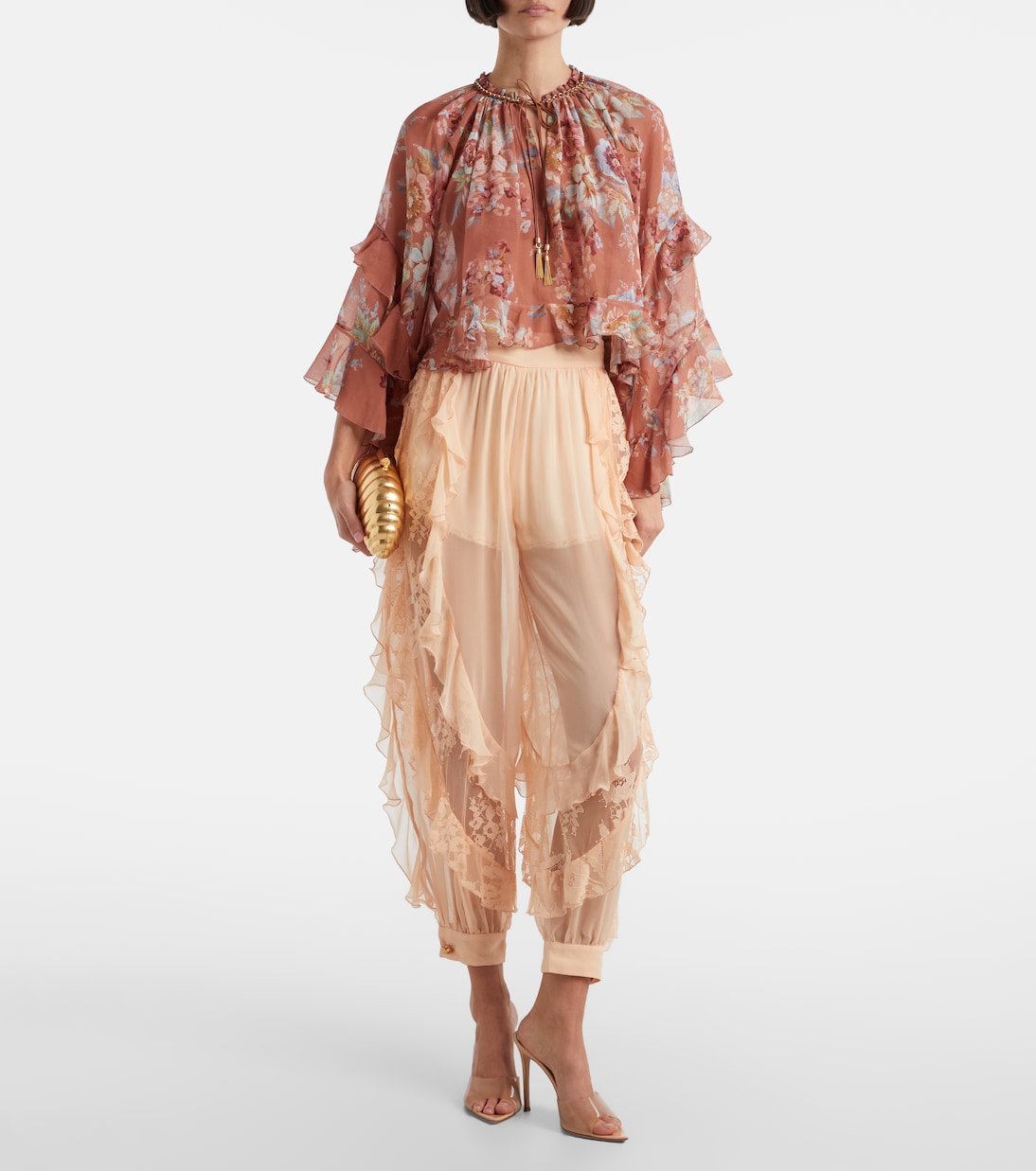 Zimmermann - Rebellion Splice ruffled silk tapered pants