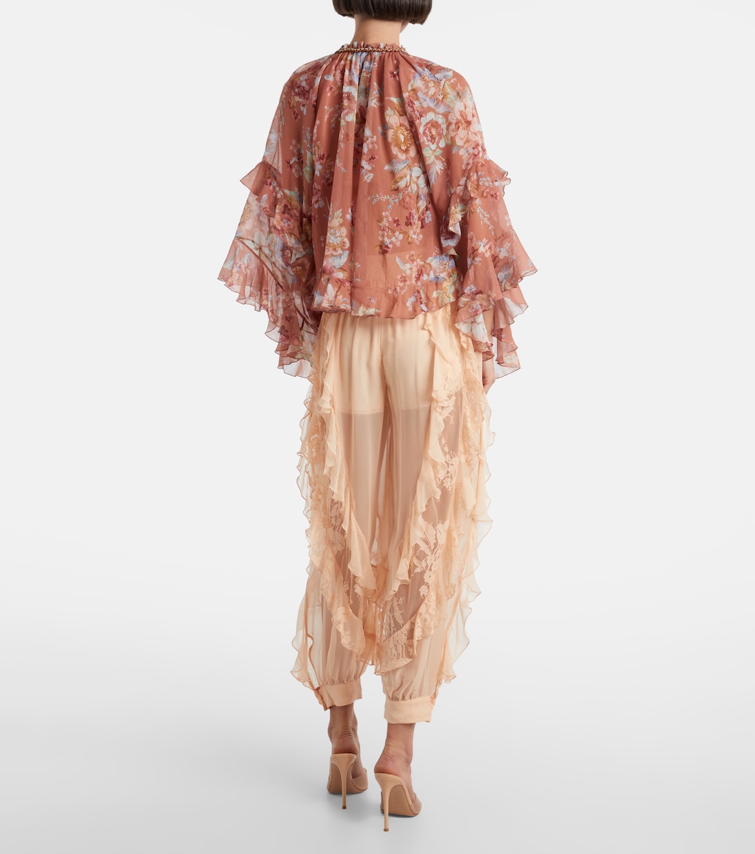 Zimmermann - Rebellion Splice ruffled silk tapered pants
