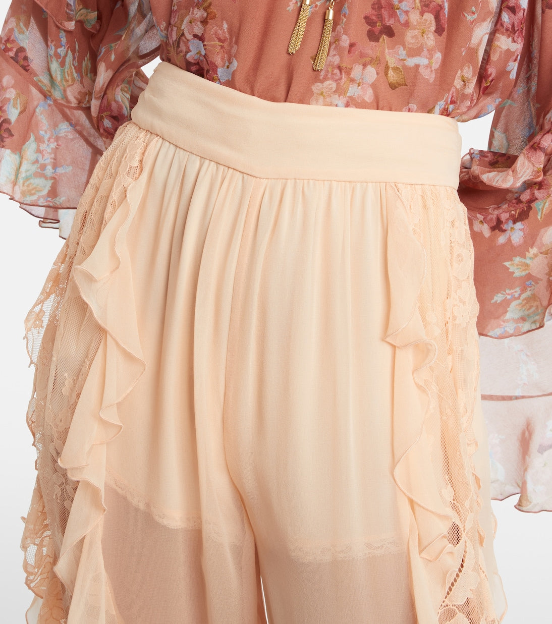 Zimmermann - Rebellion Splice ruffled silk tapered pants