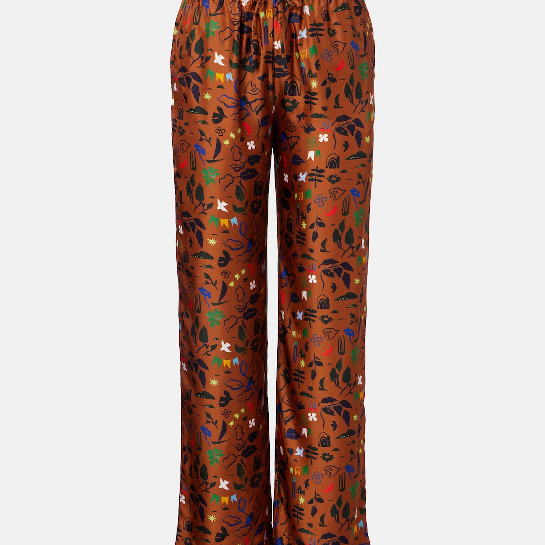 Asceno - Aurelia printed silk twill wide-leg pants