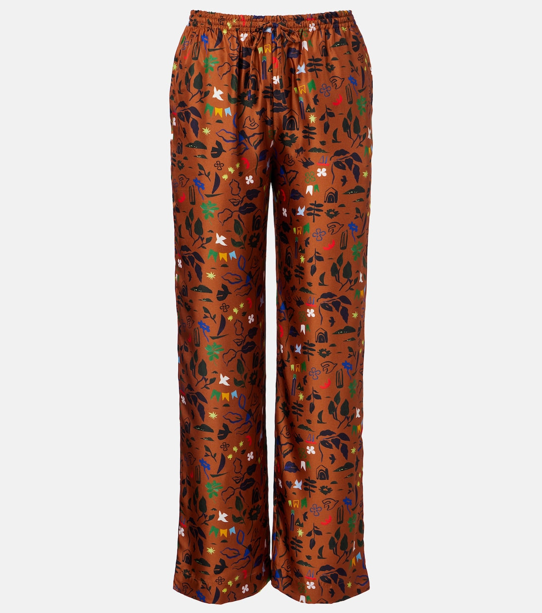 Asceno - Aurelia printed silk twill wide-leg pants