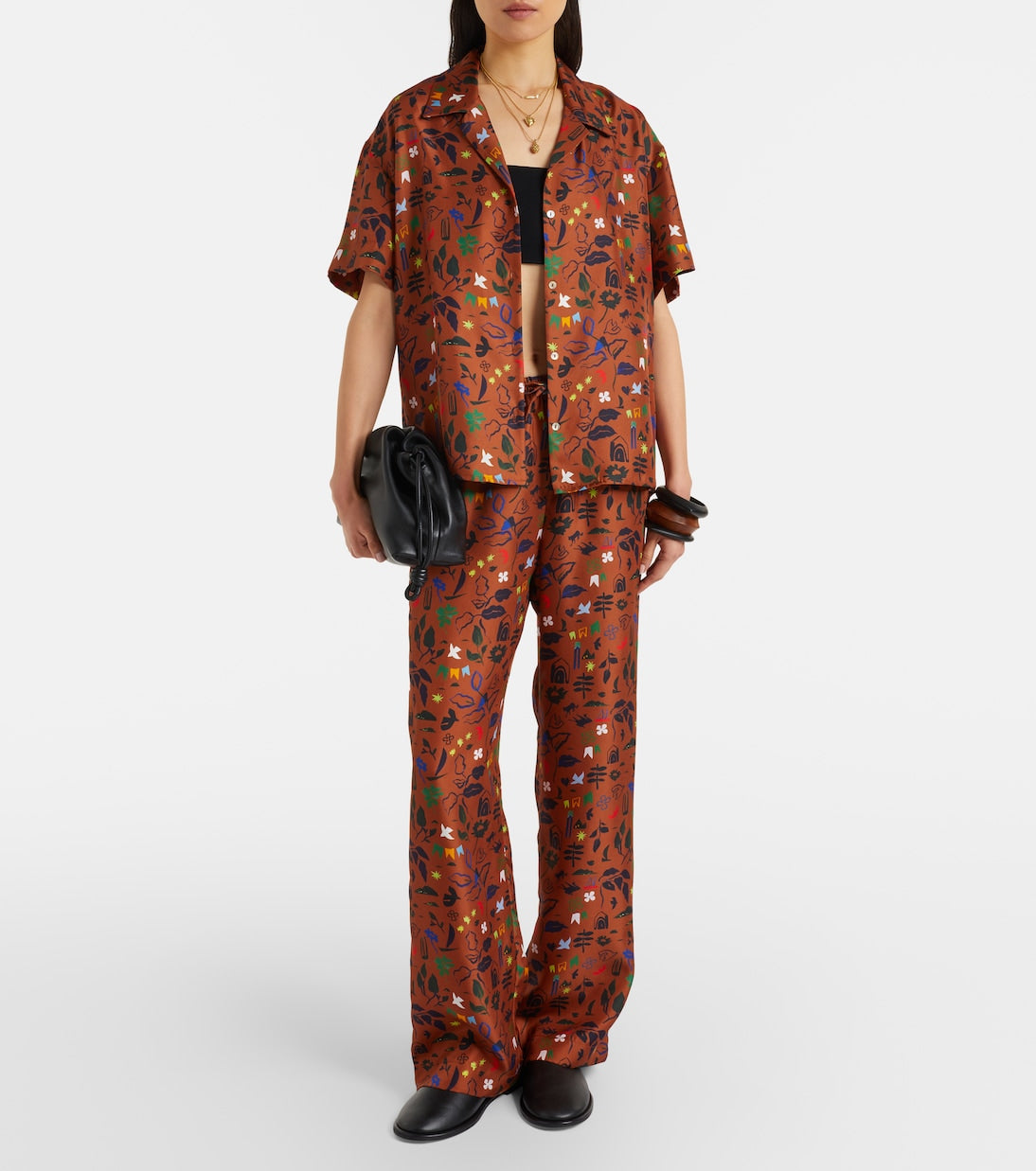 Asceno - Aurelia printed silk twill wide-leg pants